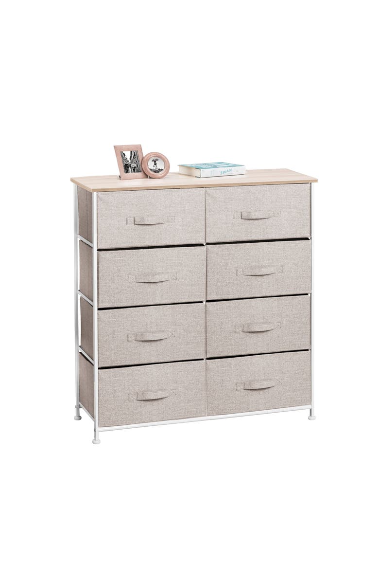 mDesign Large Storage Dresser Furniture, 8 Removable Fabric Drawers, Linen/Tan, Alternate, color, Linen