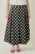 English Factory Polka Dot Pleated Midi Skirt