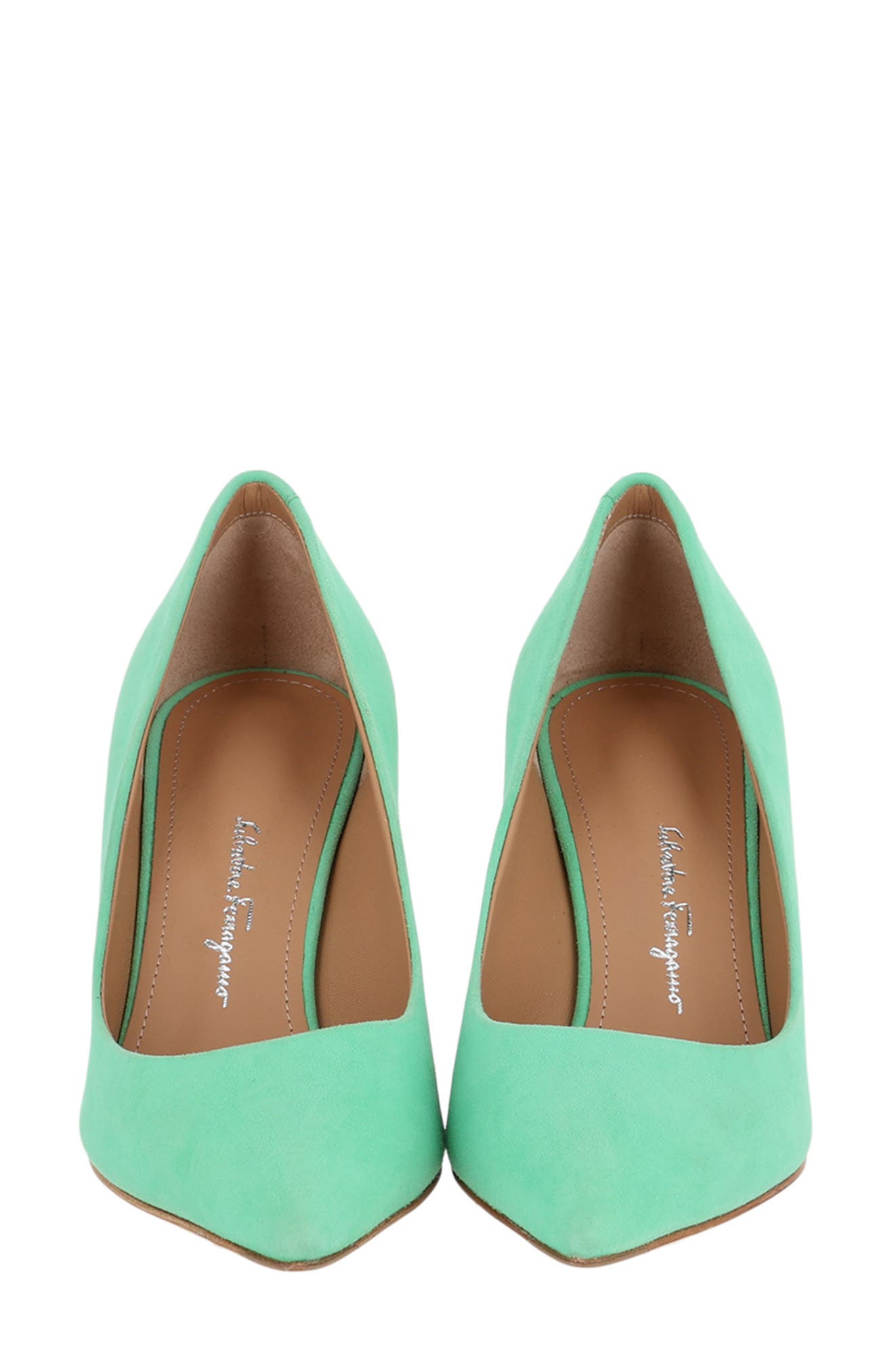 FERRAGAMO Pointed Toe Pump, Alternate, color, Green