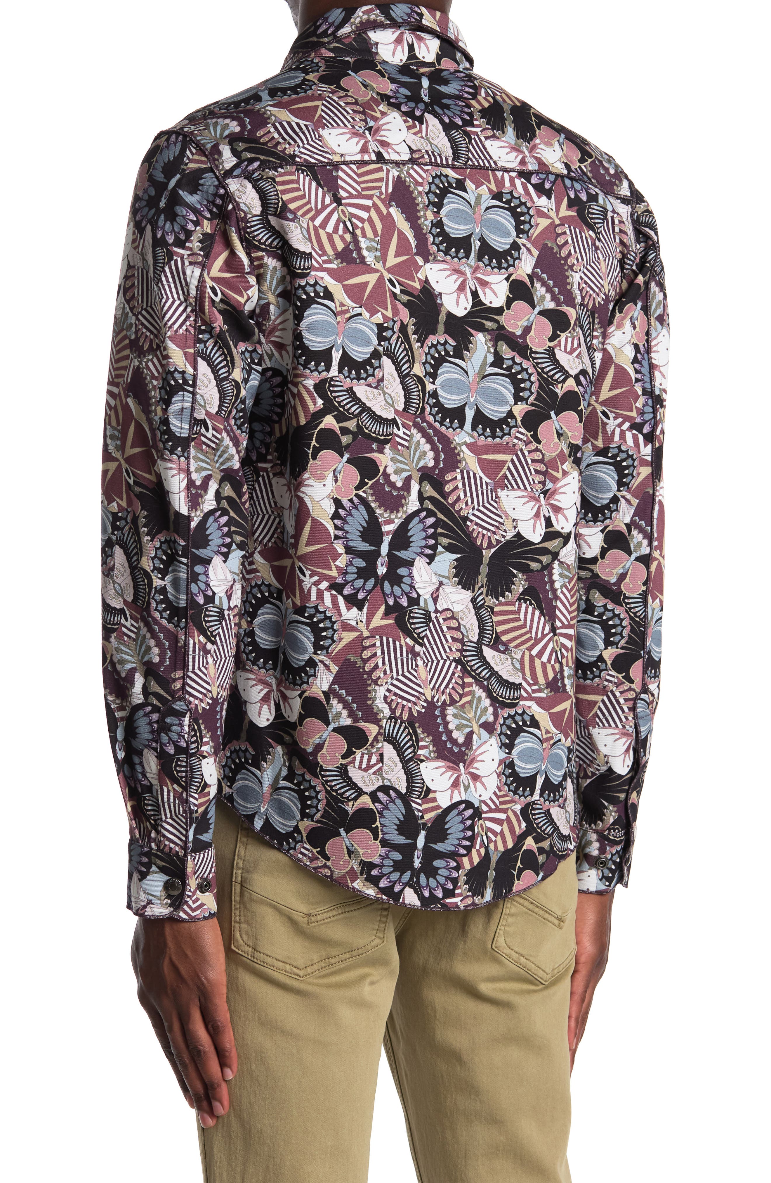 Valentino Blouson Sleeve Butterfly Print Shirt Jacket (Men) | Nordstromrack