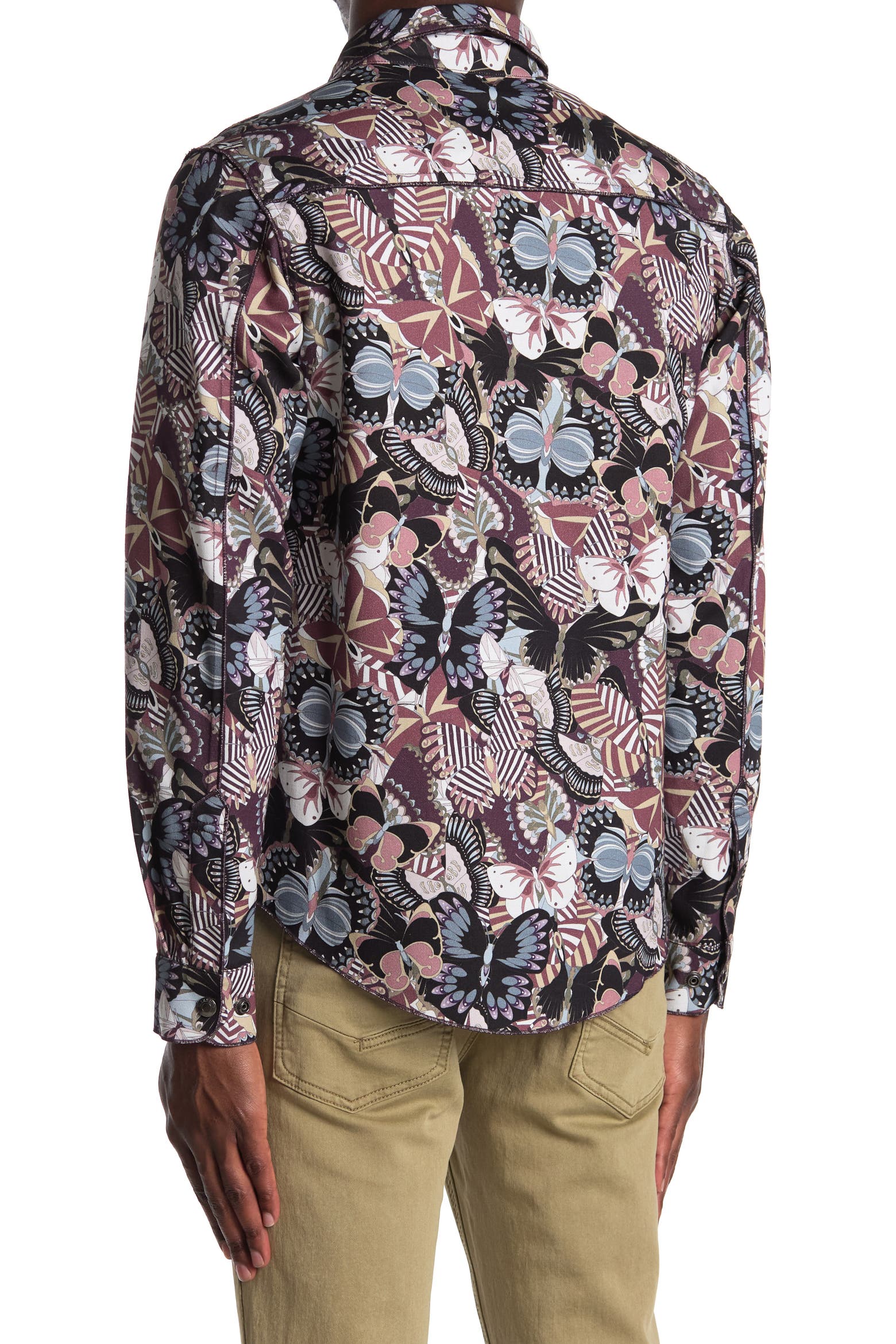 Butterfly Rint Valentino Blouson Sleeve Butterfly Print Shirt Jacket (Men) | Nordstromrack