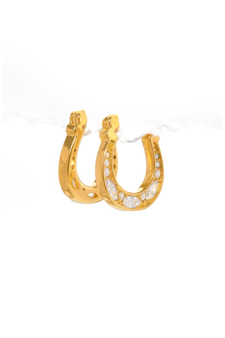 Horseshoe Huggie Hoop Earrings, Alternate, color, GOLD