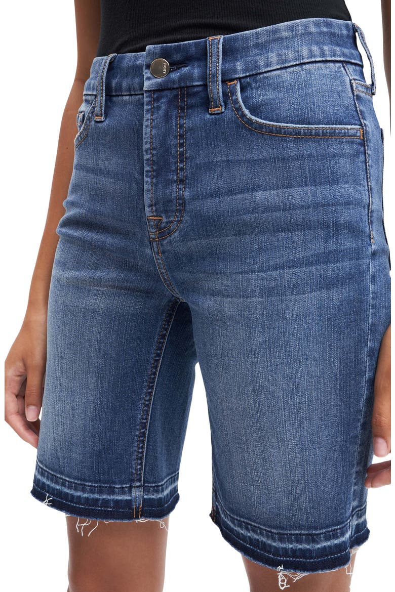High Waist Released Hem Denim Bermuda Shorts, Alternate, color, WISTERIA