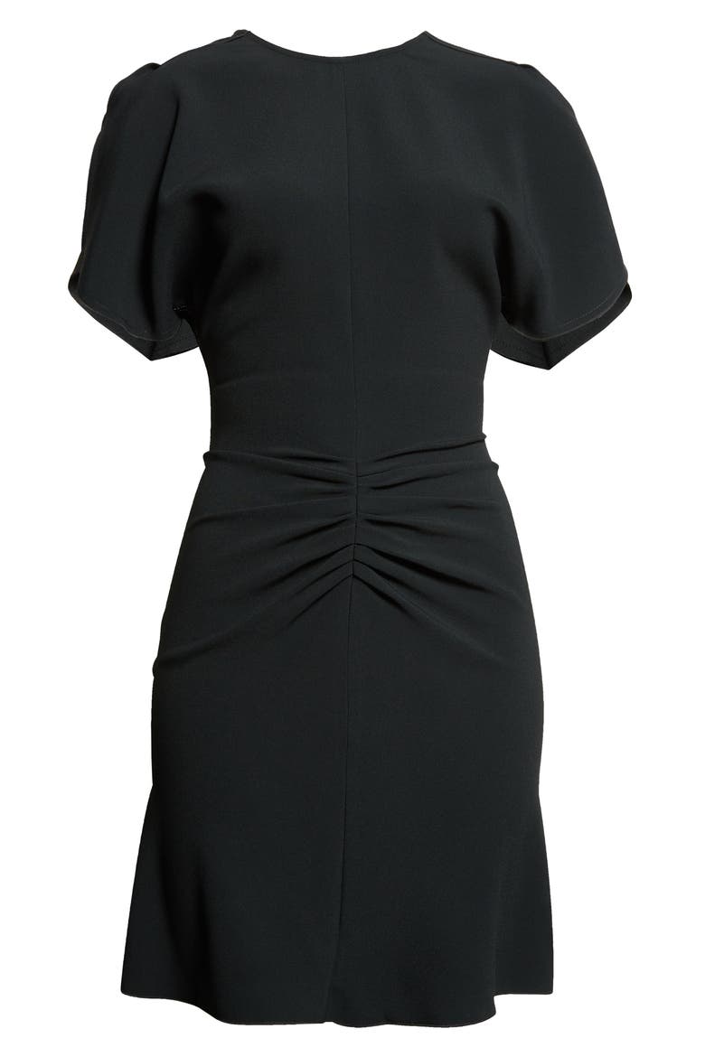 Gathered Waist Satin Minidress, Alternate, color, BLACK
