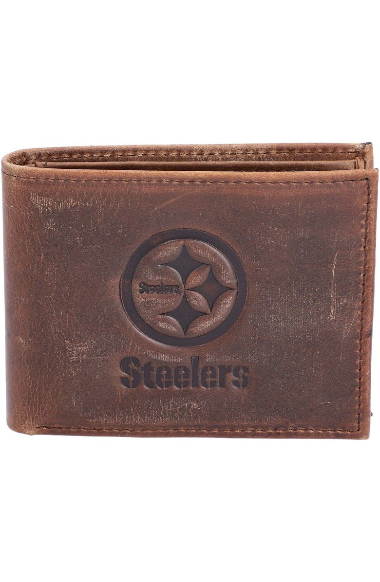 Evergreen Enterprises Brown Pittsburgh Steelers Bifold Leather Wallet, Main, color, 