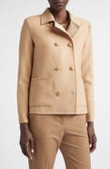 ST. JOHN Double Breasted Wool & Cashmere Double Face Twill Coat