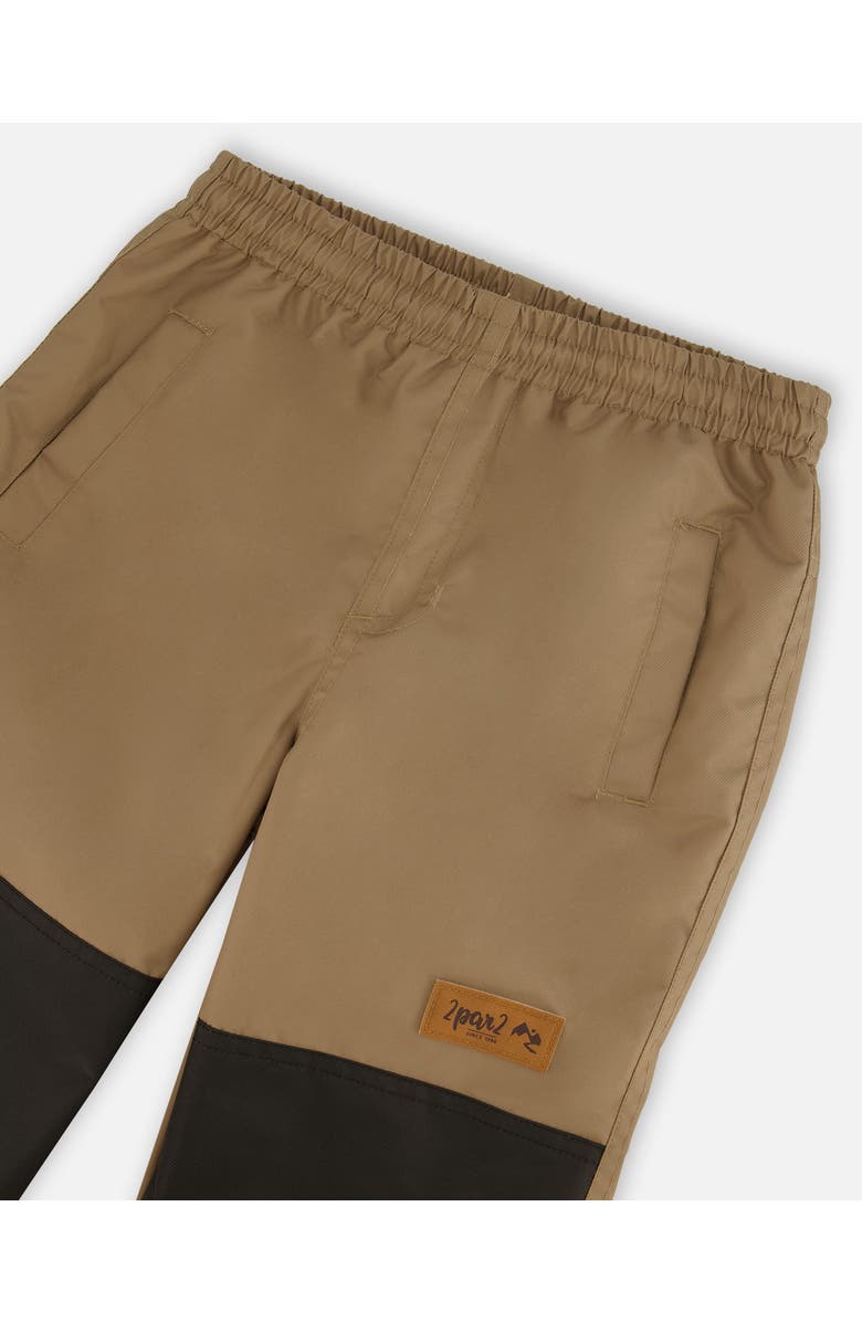 Deux par Deux Boy's Colorblock Printed Two-Piece Mid-Season Outerwear Set Navy Blue Mountains And Taupe, Alternate, color, 