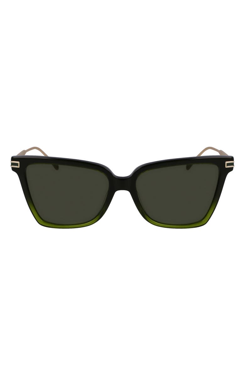 FERRAGAMO Gancini 56mm Butterfly Sunglasses, Main, color, Gradient Transparent Green