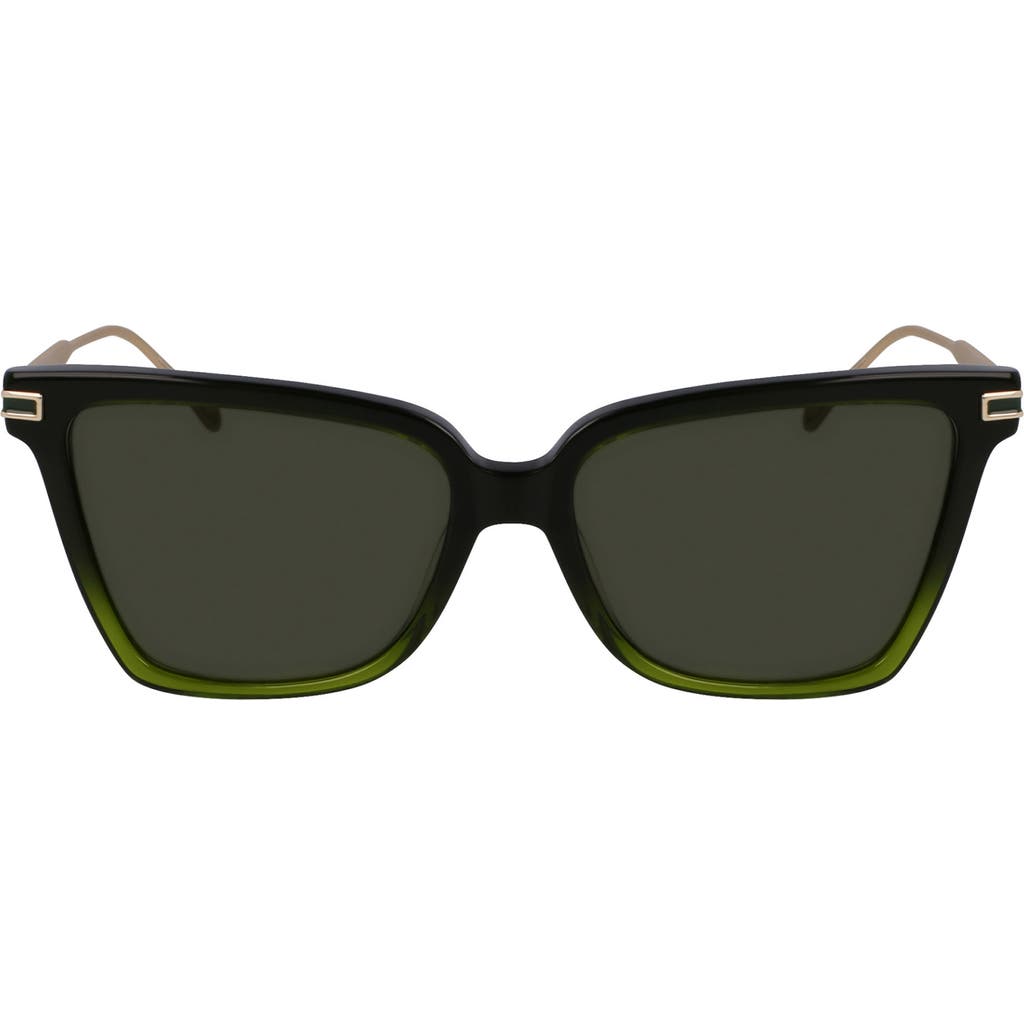 Ferragamo Gancini 56mm Butterfly Sunglasses In Gradient Transparent Green