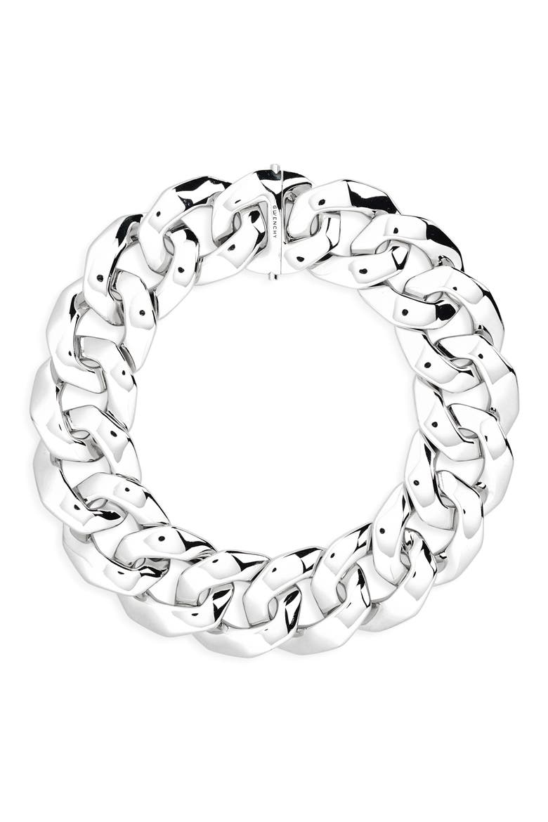 Large Chain Link Necklace, Main, color, SILVERY