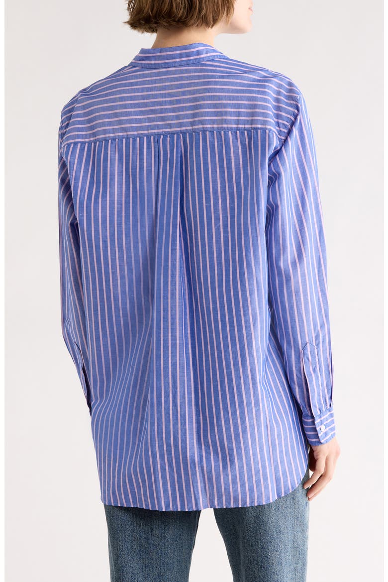 Relaxed Fit Cotton Button-Up Shirt, Alternate, color, BRIGHT BLUE PINK STRIPE