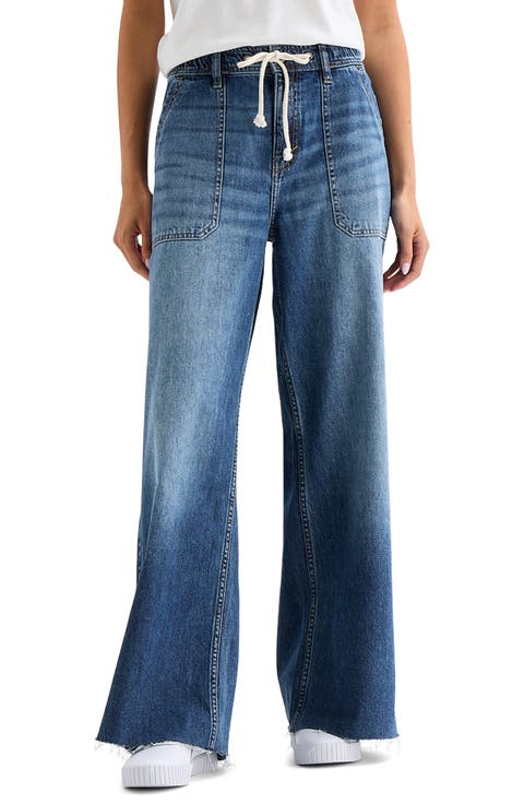 Wide Leg Drawstring Jeans