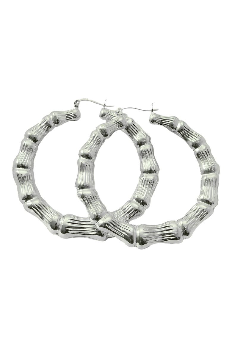 The Bamboo Hoop Earrings, Main, color, SILVER