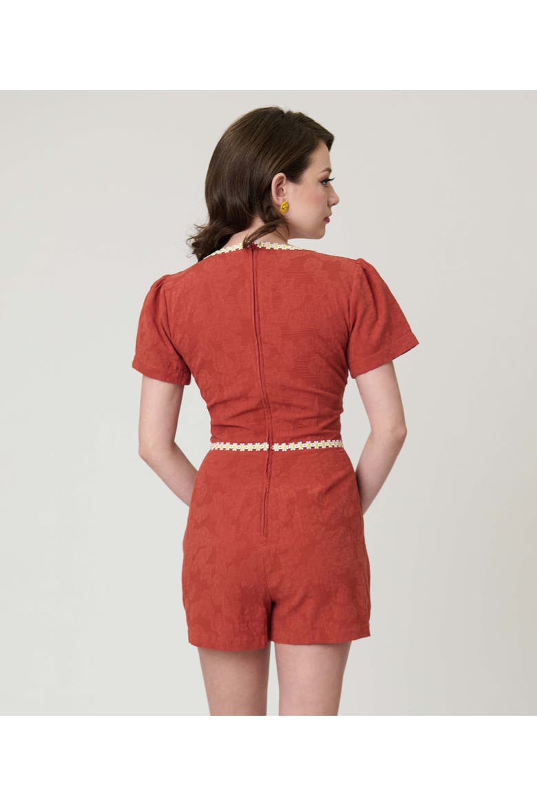 1940s Waistband Romper, Alternate, color, Rust Floral Print