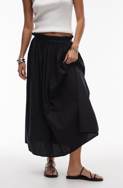 Topshop Paperbag Waist Cotton Skirt In Black
