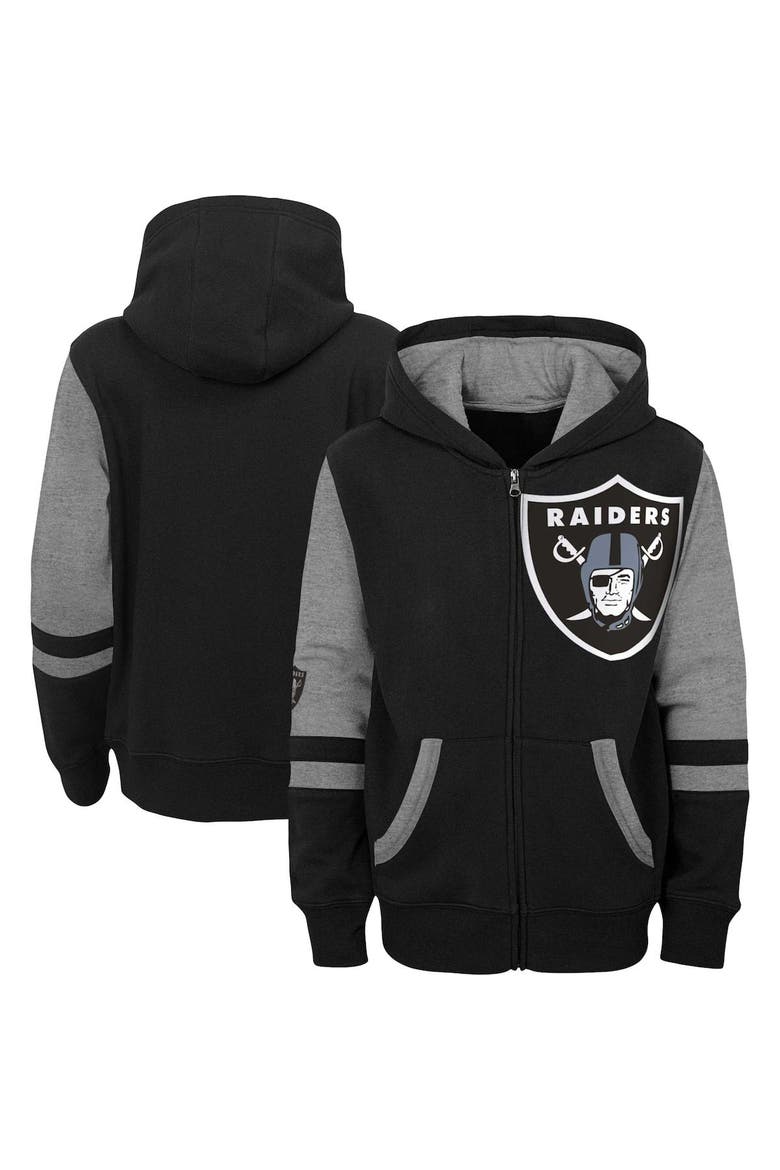 Preschool Black Las Vegas Raiders Stadium Color Block Full-Zip Hoodie, Main, color, Black