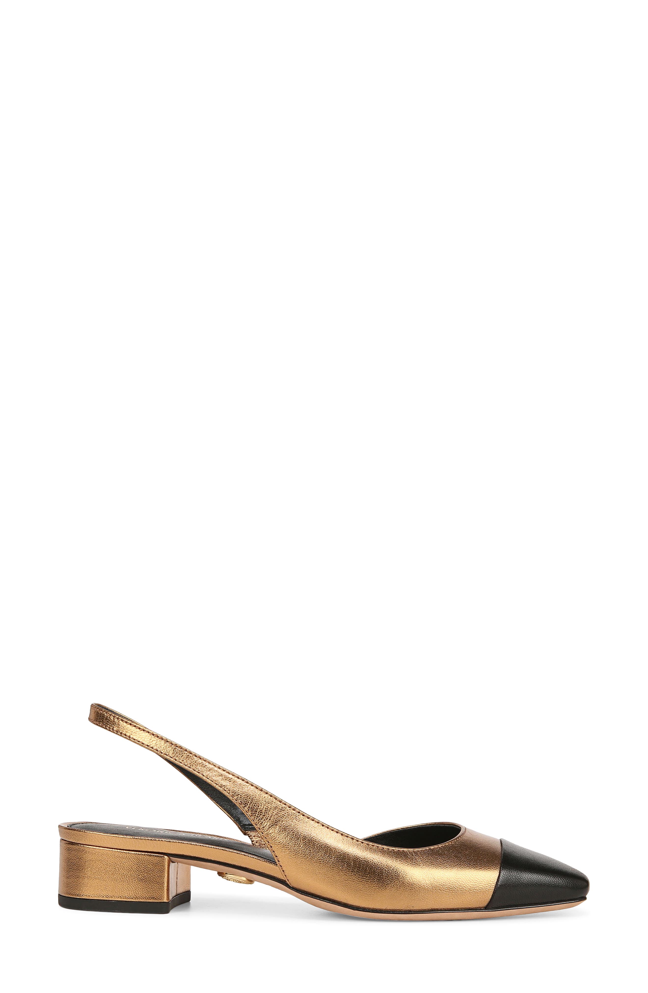 Veronica Beard Cecile Half d'Orsay Slingback Pump, Alternate, color, Dark Gold/ Black