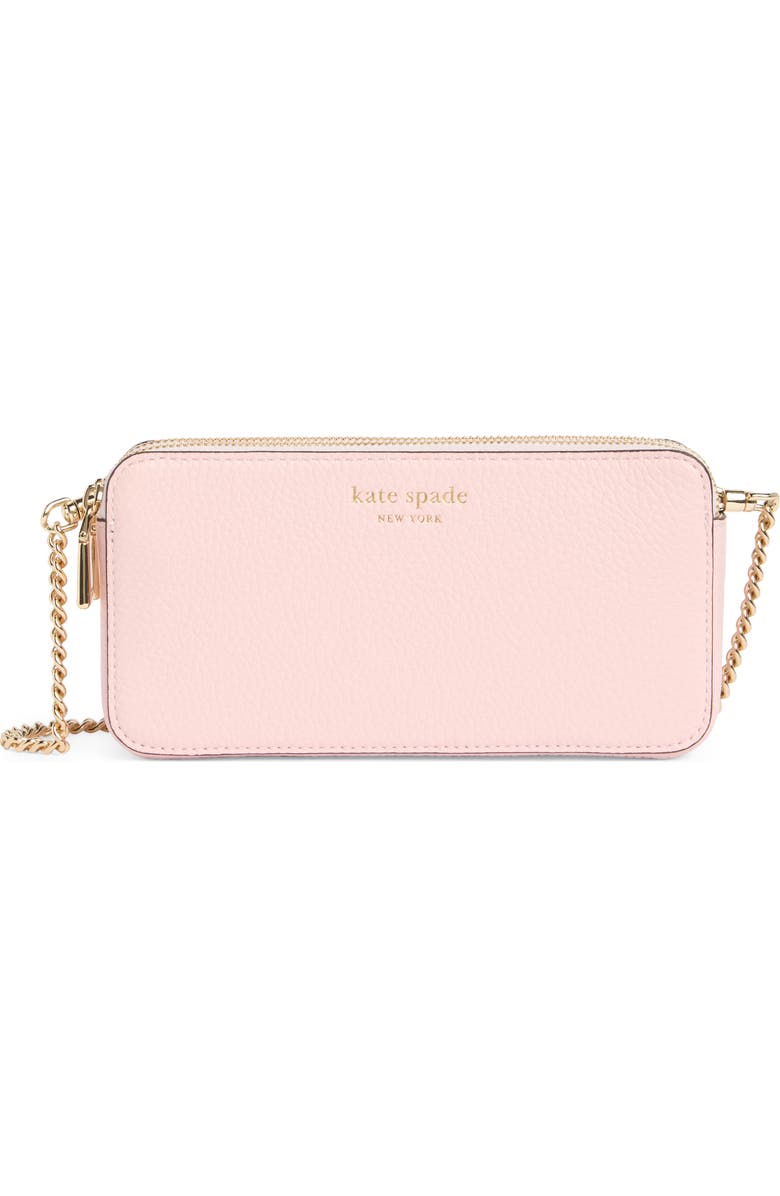 Kate Spade New York taylor pebbled leather double zip crossbody bag, Main, color, Chalk Pink