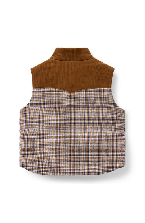 Janie And Jack The Western Plaid Vest In Brown