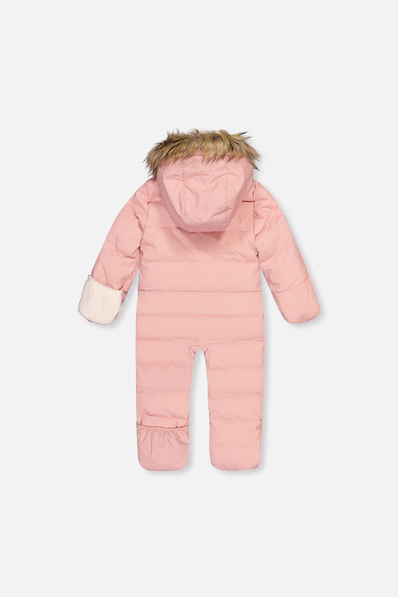 Girl Snug Fleece Neckwarmer One Piece Snowsuit, Alternate, color, Pale Dusty Pink