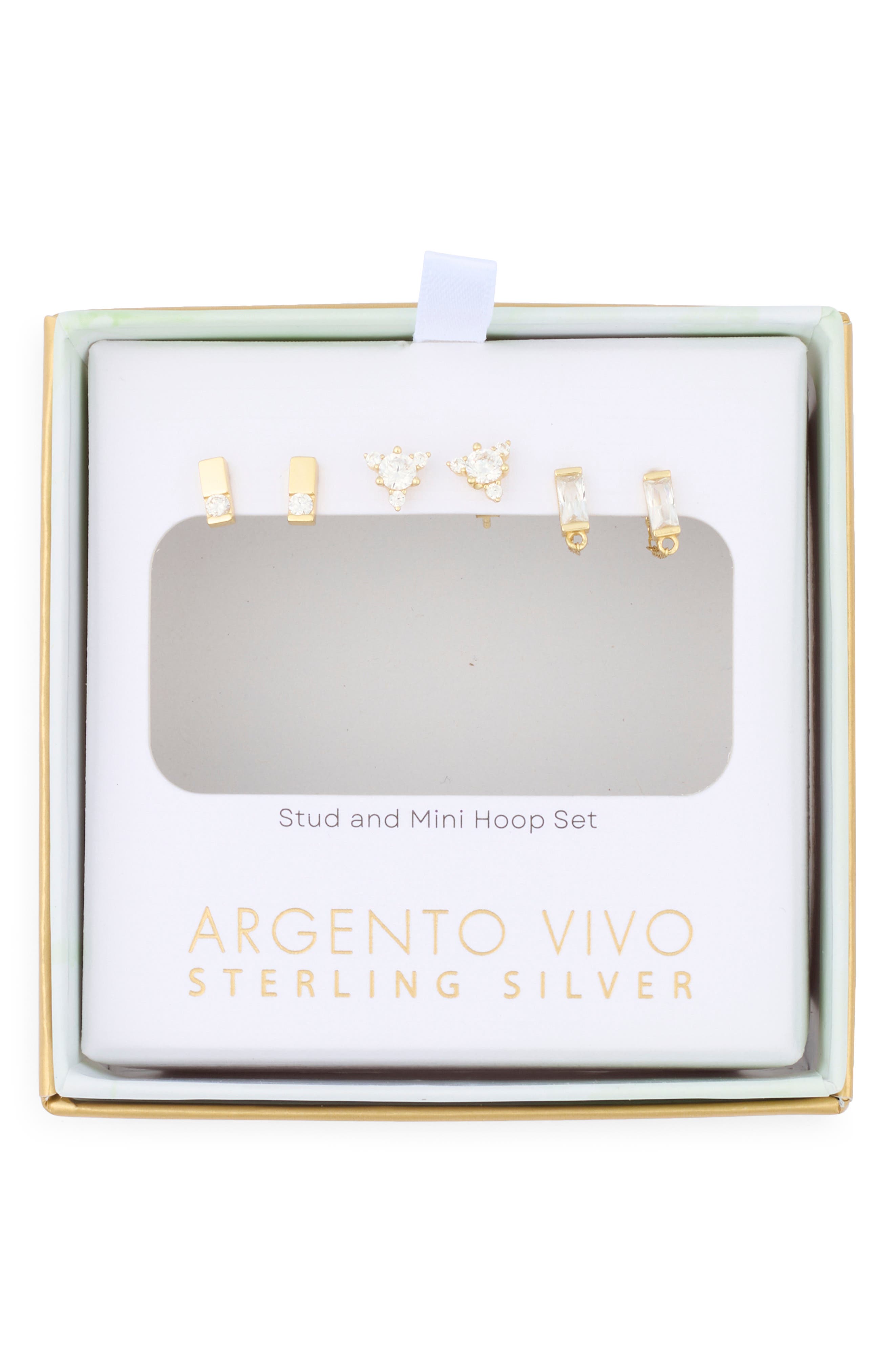 ARGENTO VIVO Set of 3 Cubic Zirconia Stud & Front/Back Earrings