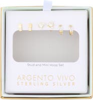 ARGENTO VIVO Set of 3 Cubic Zirconia Stud & Front/Back Earrings