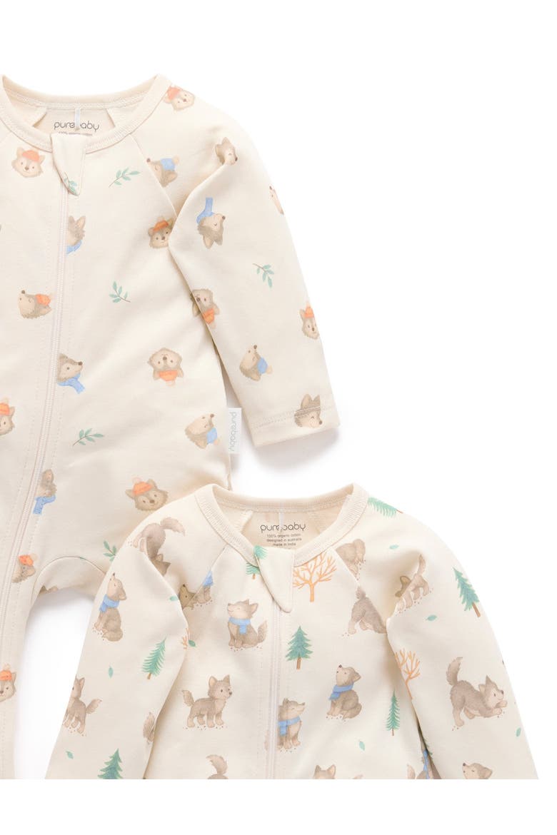 2 Pack Printed Zip Footie Boys, Alternate, color, Wolf Cub Print