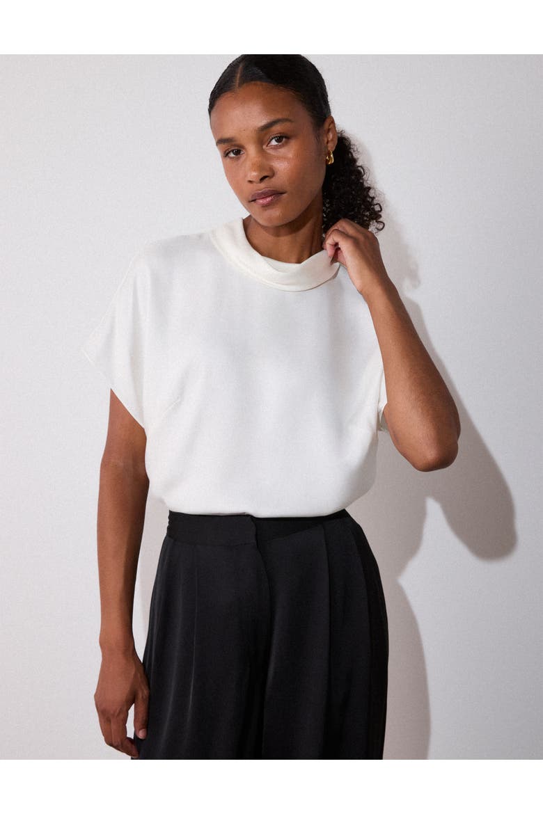 Seam Detail Funnel Neck Blouse, Main, color, Ivory