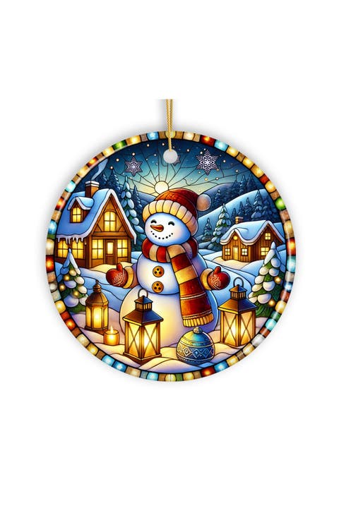 Lantern Snowman Winter Village Ornament - Version 1