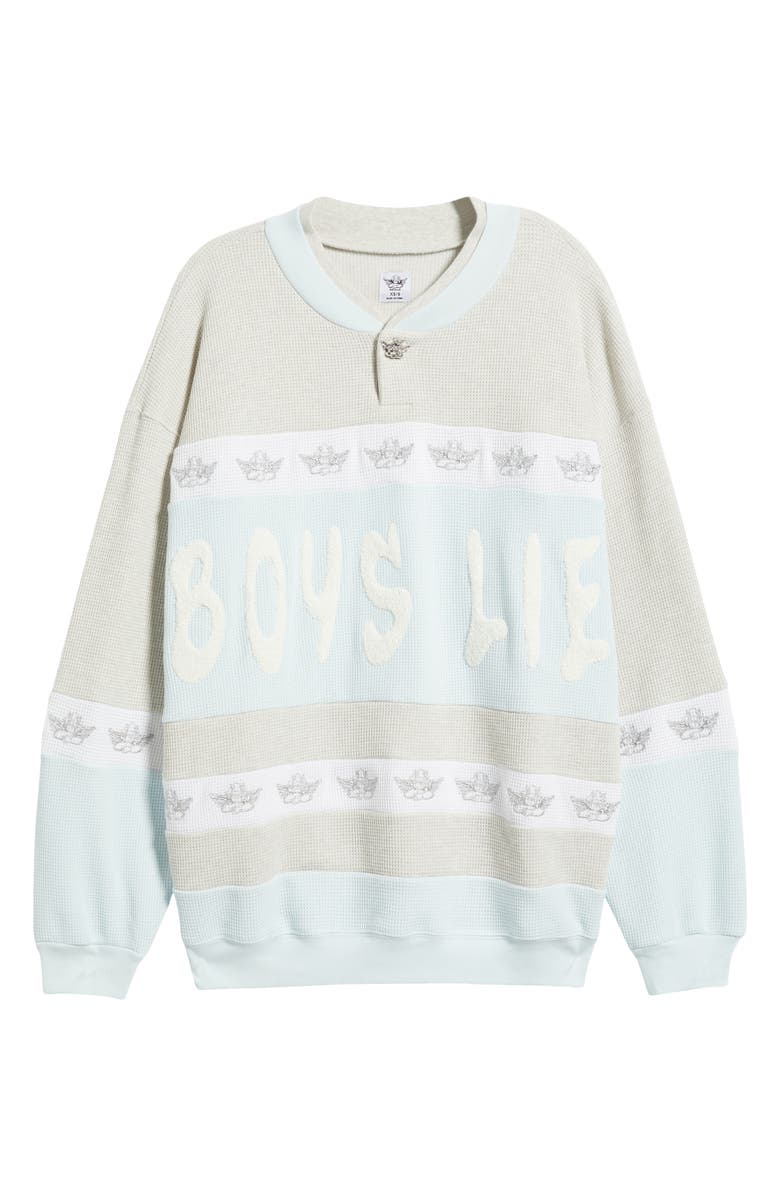 BOYS LIE Baby Blue Private School Rider Waffle Knit Sweatshirt, Alternate, color, Blue