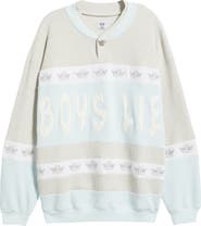 BOYS LIE Baby Blue Private School Rider Waffle Knit Sweatshirt