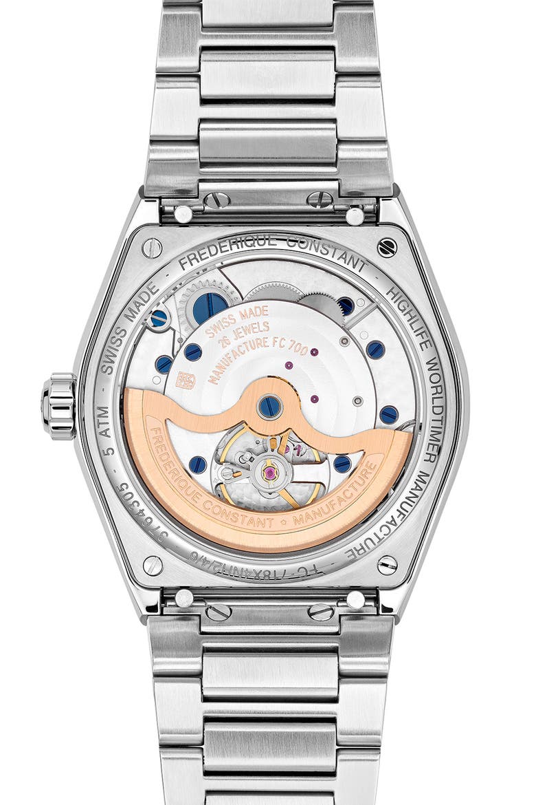 Highlife Worldtimer Manufacture Interchangeable Strap Automatic Watch, 41mm, Alternate, color, SILVER-TONE