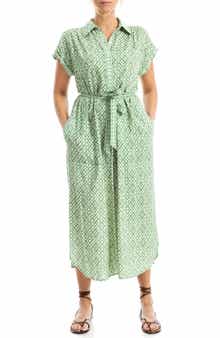 MAX STUDIO Short Sleeve Tie Waist Shirtdress
