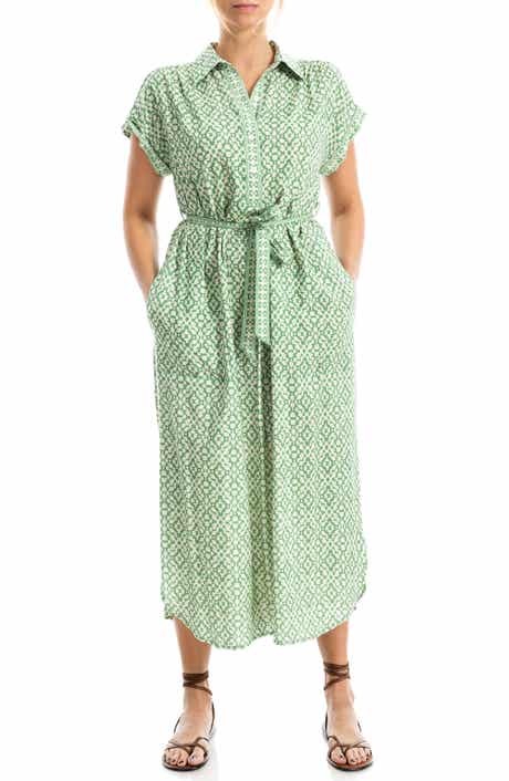 MAX STUDIO Short Sleeve Tie Waist Shirtdress