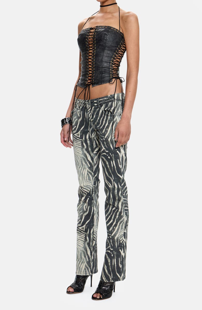 JADED LONDON Halter Lace-Up Crop Faux Leather Corset Top, Alternate, color, Black