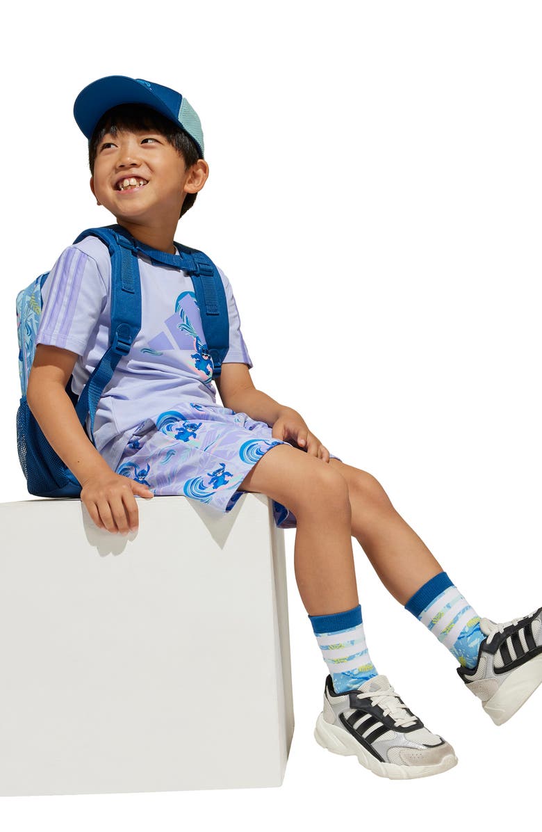 adidas Originals x Disney Kids' Lilo & Stitch Graphic T-Shirt & Shorts Set, Alternate, color, Violet Tone/ Light Purple