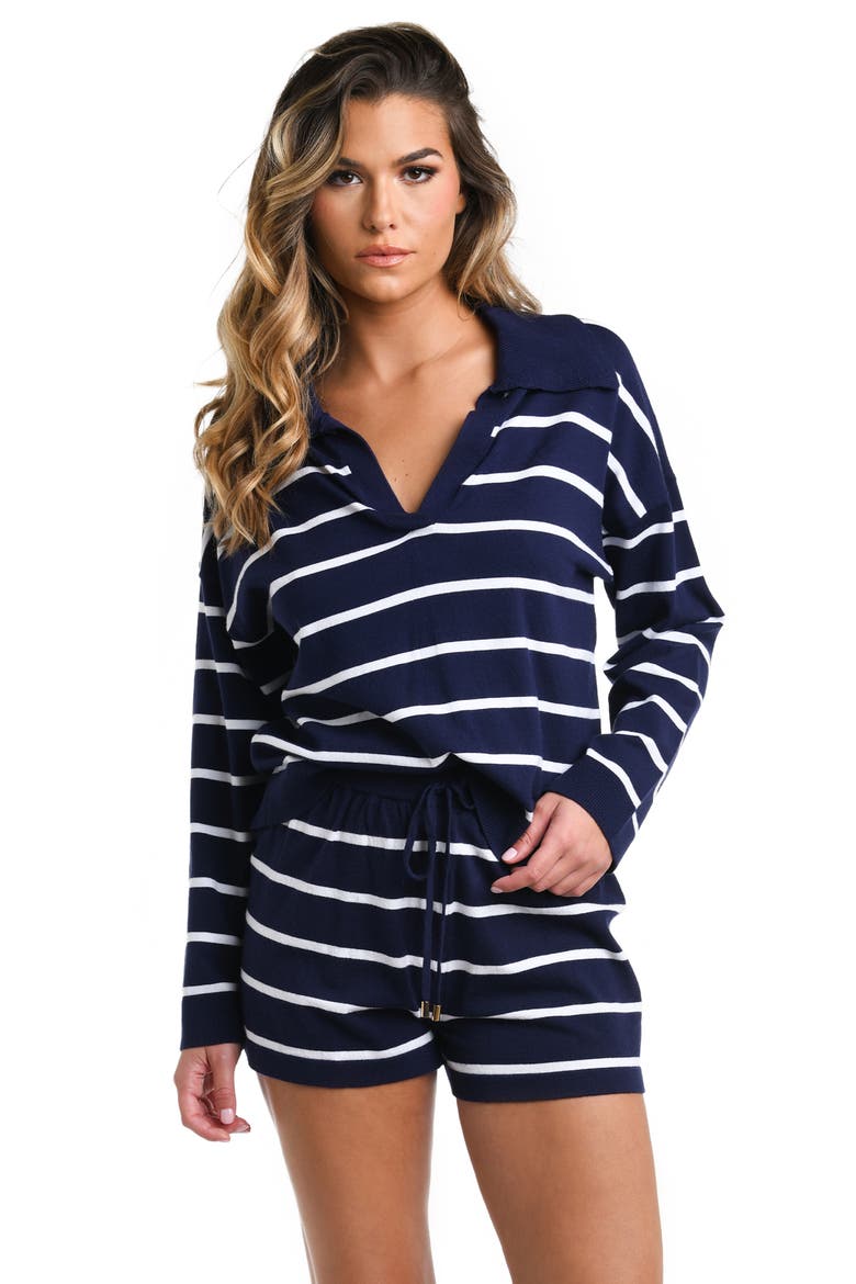 Yacht Stripe Cover-Up Top, Alternate, color, INDIGO
