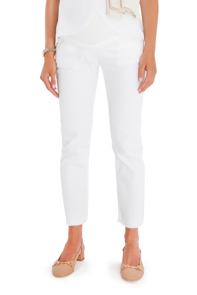 Graceful Non-Denim Foldover Waistband Maternity Pants, Main, color, WHITE