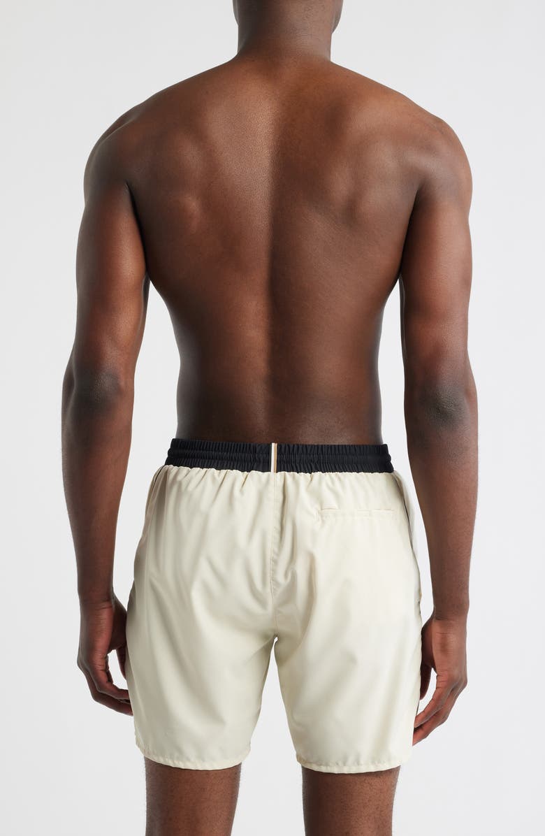 BOSS Starfish Graphic Logo Swim Trunks, Alternate, color, Open White