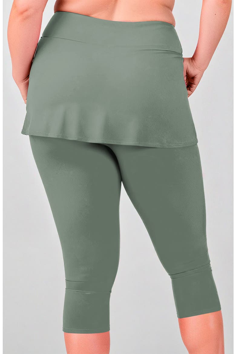 Plus Size Skirted Swim Capris, Alternate, color, Sage Green