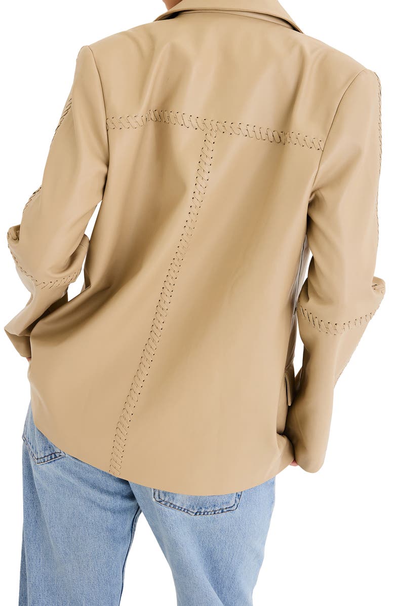Mistress Rocks Whipstitch Faux Leather Blazer, Alternate, color, Hemp