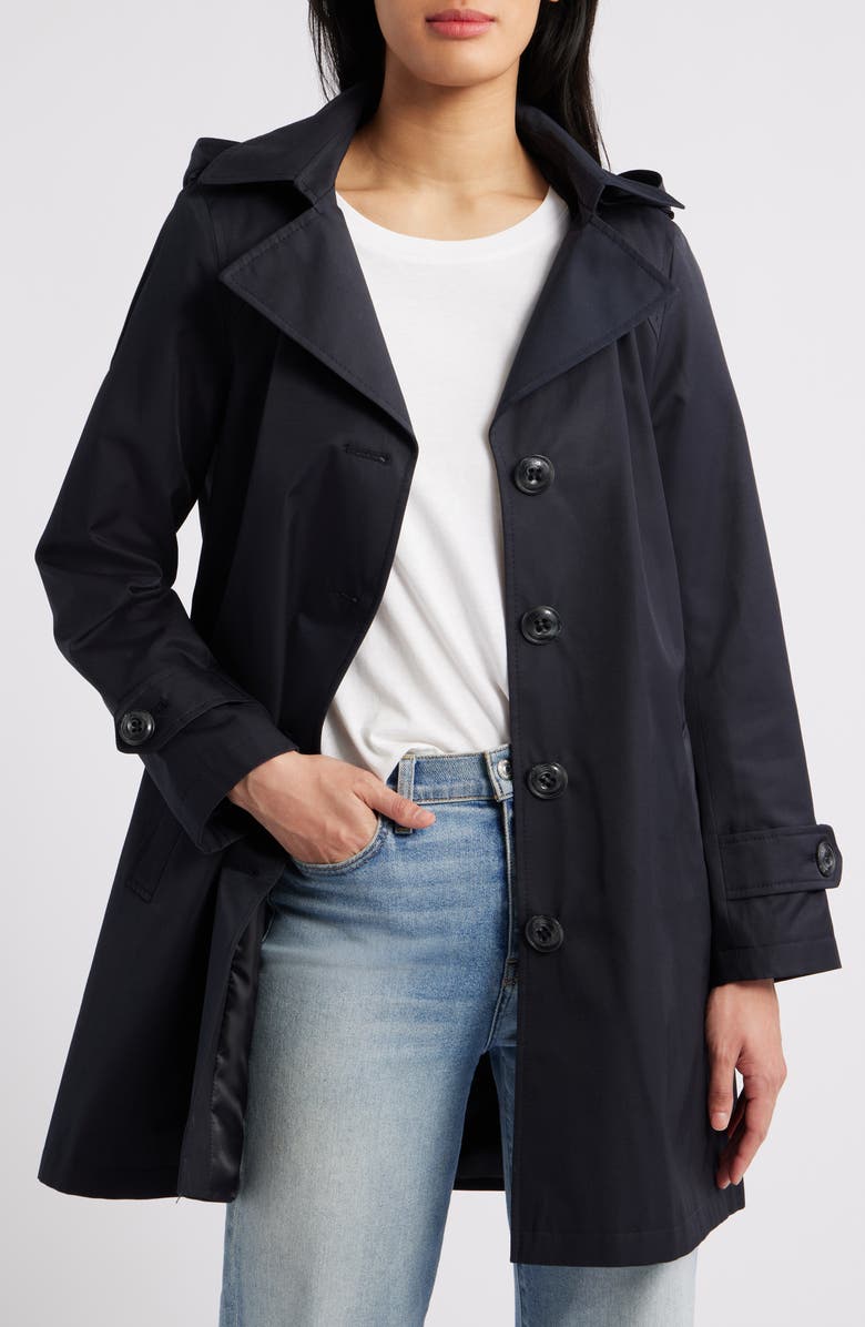 Sam Edelman DB Short Trench Coat, Alternate, color, Navy