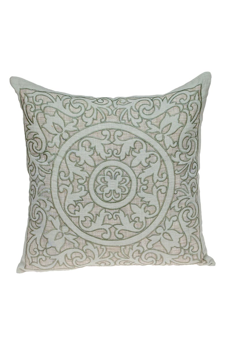 PARKLAND COLLECTION Fleura Embroidered Throw Pillow, Main, color, Beige