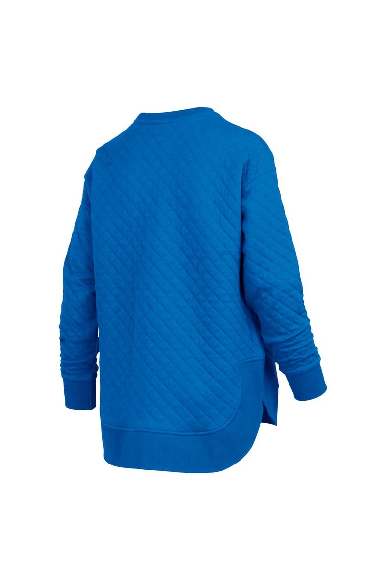 Women's Pressbox Royal Kansas Jayhawks Quilted Long Sleeve Pullover Sweatshirt, Alternate, color, Royal