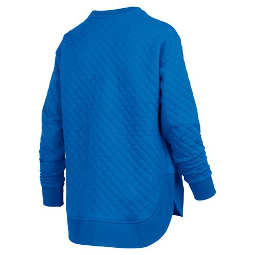 Pressbox Royal Kansas Jayhawks Quilted Long Sleeve Pullover Sweatshirt