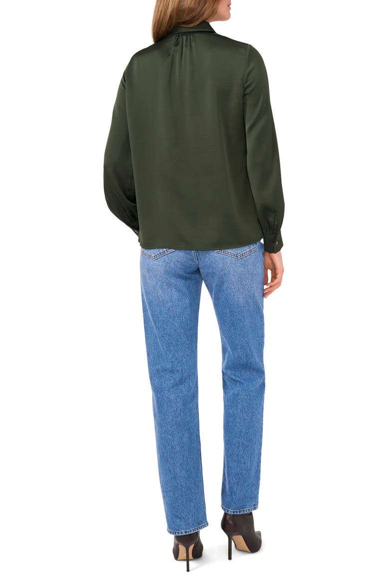 Long Sleeve Satin Button-Up Shirt, Alternate, color, MILITARY GREEN
