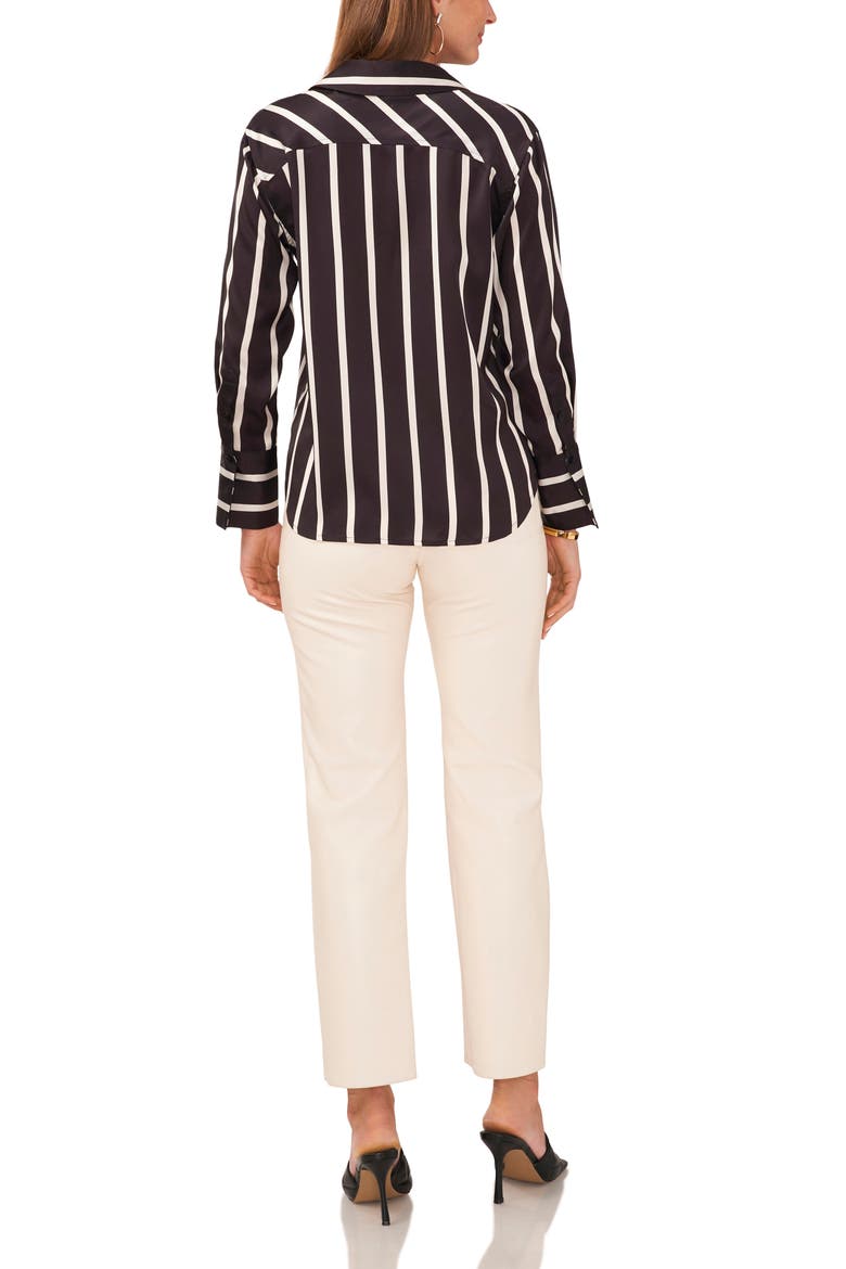Stripe Satin Shirt, Alternate, color, RICH BLACK