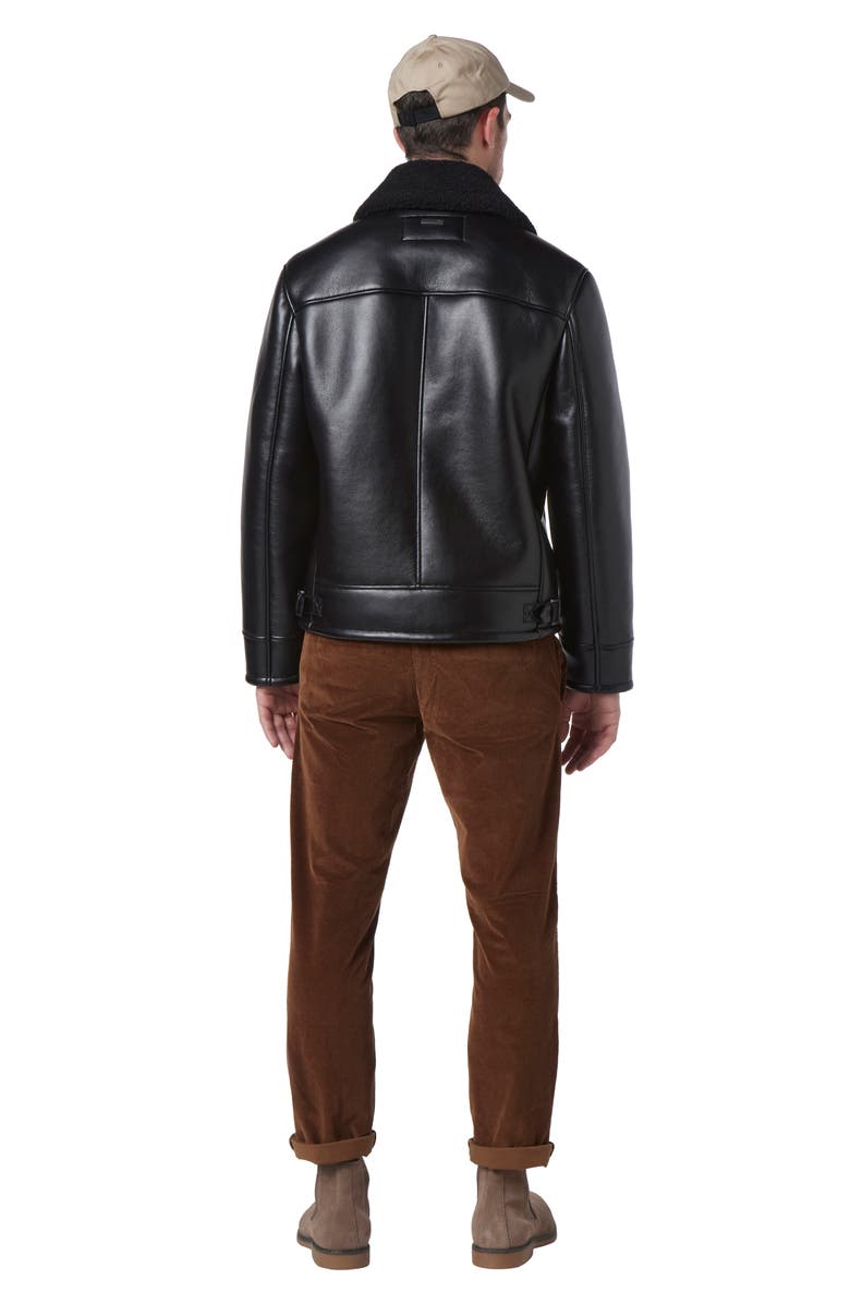 Andrew Marc Cadman Faux Shearling Pilot Jacket, Alternate, color, Black