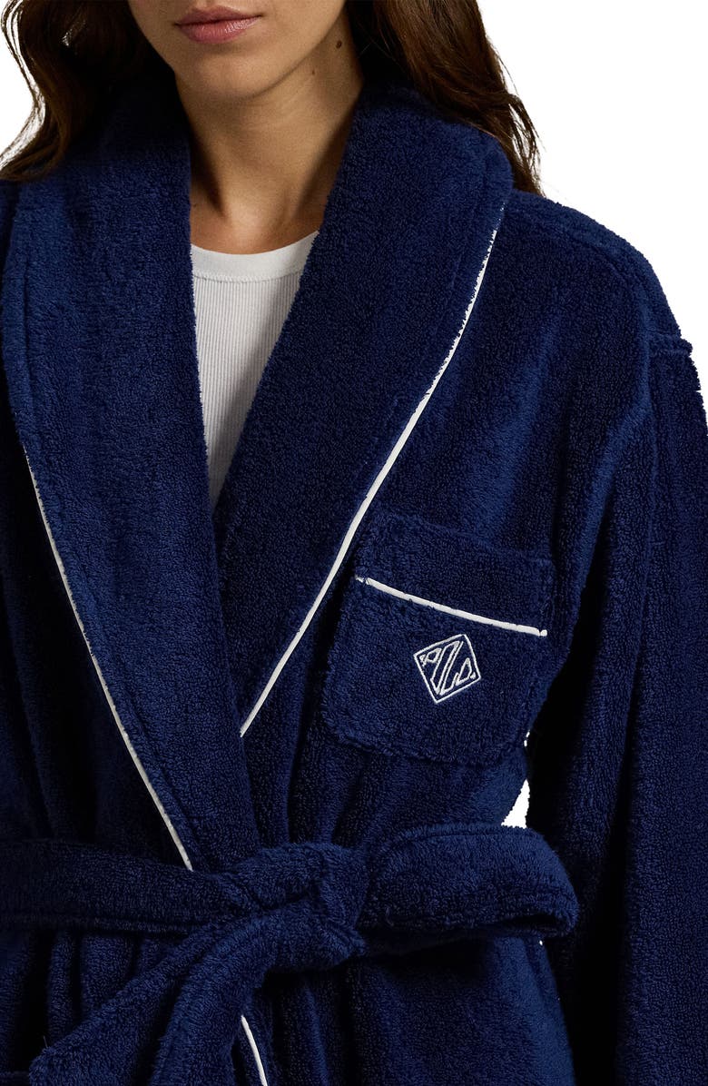 Polo Ralph Lauren Cotton Bath Robe, Alternate, color, Navy