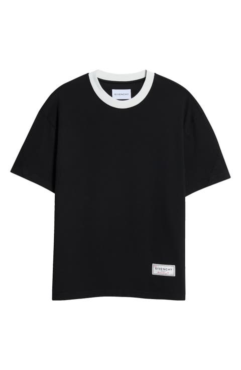 Contrast Neck Logo Patch T-Shirt